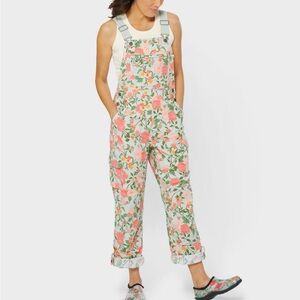 Duluth Trading Co Floral Women's Overalls - Mint Summer Dahlia XL x 31